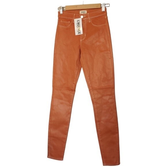 NWT L'Agence Marguerite Natural high rise Skinny Java Coated Jeans size 25 - Picture 3 of 12
